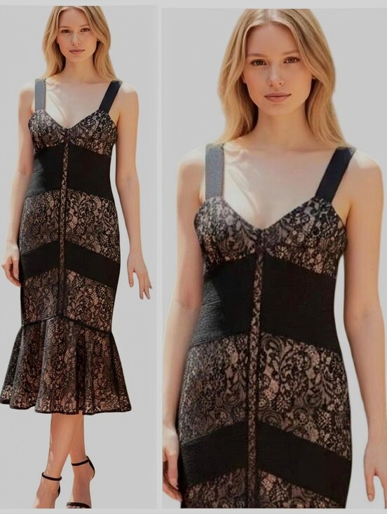 LOFT Dresses & Skirts - NWT $129 Ann Taylor LOFT Black Lace Illusion Flounce Hem Sheath Dress Women's 2P